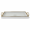 Ver imagem 4 de Bandeja Decorativa Branco com Detalhes Dourado 30x45cm