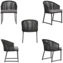 Ver imagem 5 de 1 Cadeira Noronha Aluminio Micro Pintura Grafite, Tr. Telinha Corda Nautica Preta, Estofado -