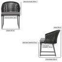 Ver imagem 2 de 1 Cadeira Noronha Aluminio Micro Pintura Grafite, Tr. Telinha Corda Nautica Preta, Estofado -