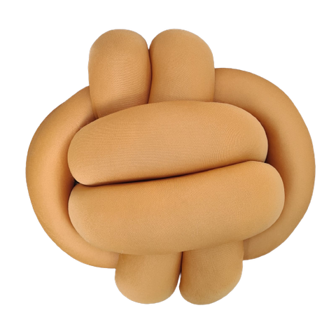 Almofada de Nó Escandinavo Nozinho Decorativo 35cm Mostarda