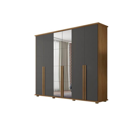 Roupeiro/armário/guarda Roupas/organizador Estela 6 Portas com Puxadores em Mdf com Espelhos Nas por