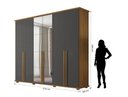 Ver imagem 2 de Roupeiro/armário/guarda Roupas/organizador Estela 6 Portas com Puxadores em Mdf com Espelhos Nas por