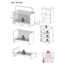 Ver imagem 4 de Berço 3 em 1 para Colchão 130 X 60cm com Cômoda 3 Gavetas Doce de Leite Multimóveis Mp4239