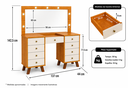 Ver imagem 3 de Penteadeira Camarim Eloa Patrimar 9 Gavetas 136 cm Espelho e Leds - Retro:Cinamomo/Offwhite