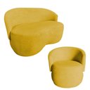 Ver imagem 1 de Kit Namoradeira + Poltrona Decorativa Beatriz Orgânica Couro Amarelo