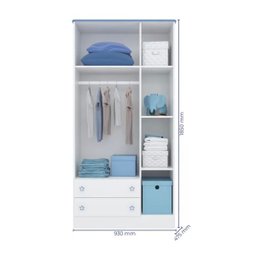 Guarda-roupa e Mini Cama Doce Sonho Branco Azul 84911x261711 Qmovi - 3