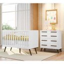 Ver imagem 1 de Cômoda E Berço Infantil Retrô Branco 2857X2868X5 Qmovi