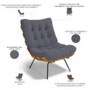 Ver imagem 5 de Poltrona Costela L02 com Puff Sala de Estar Suede Cinza - Lyam Decor