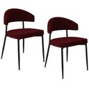 Ver imagem 1 de Kit 02 Cadeiras Estofada para Sala de Jantar Serena Preto C01 Bouclê Vermelho Bordô - Lyam Decor