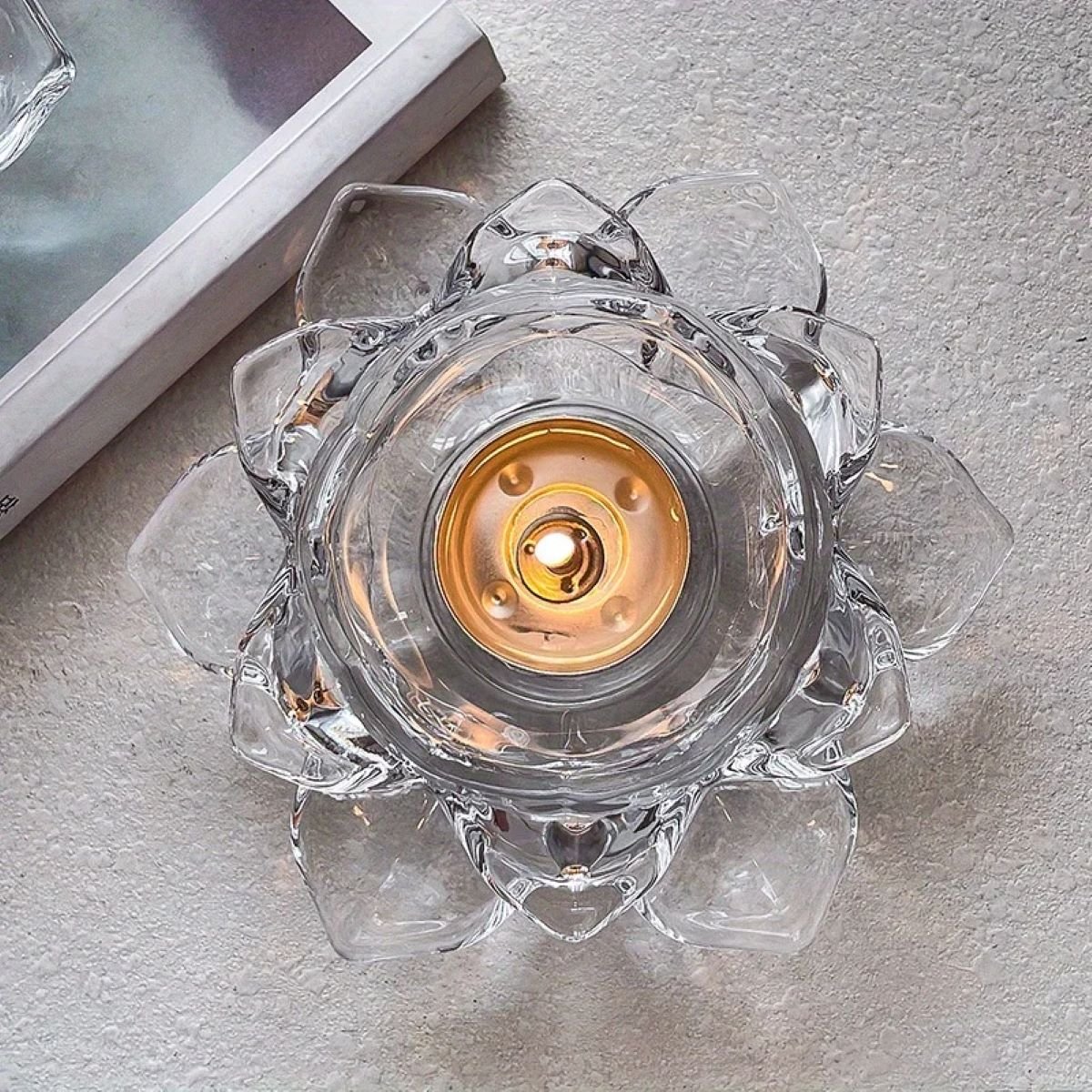 Flor de Vidro com Vela Aromática Flor de Lotus - 4