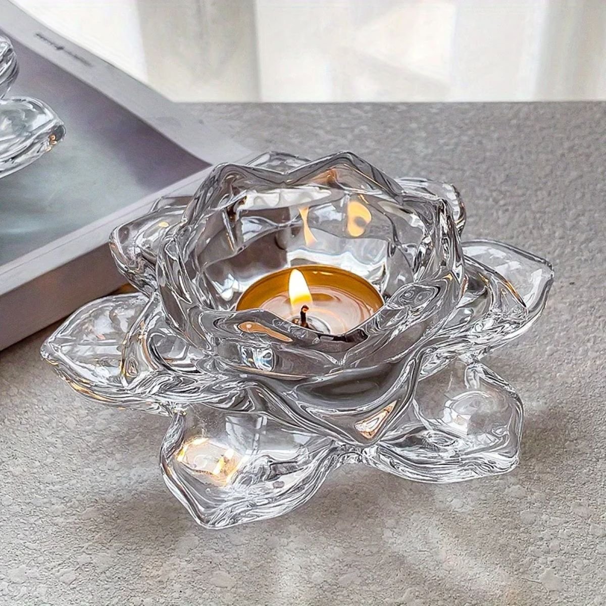 Flor de Vidro com Vela Aromática Flor de Lotus - 1