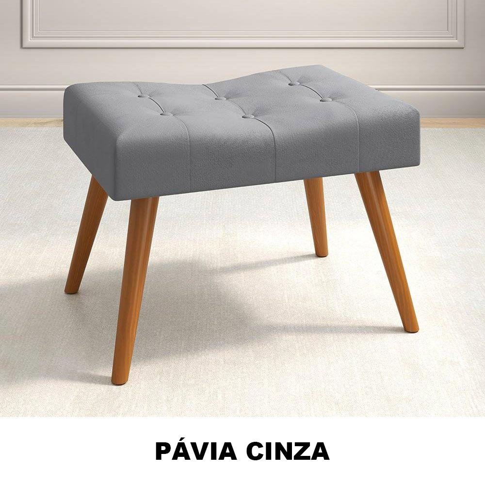Puff Banqueta Lorena Cinza - LH Móveis