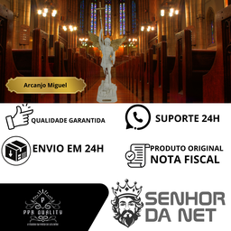 Arcanjo Miguel Guerreiro, com Escudo Branco, em Resina Premium 30 Cm - 8