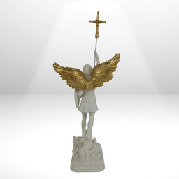 Arcanjo Miguel Guerreiro, com Escudo Branco, em Resina Premium 30 Cm - 6