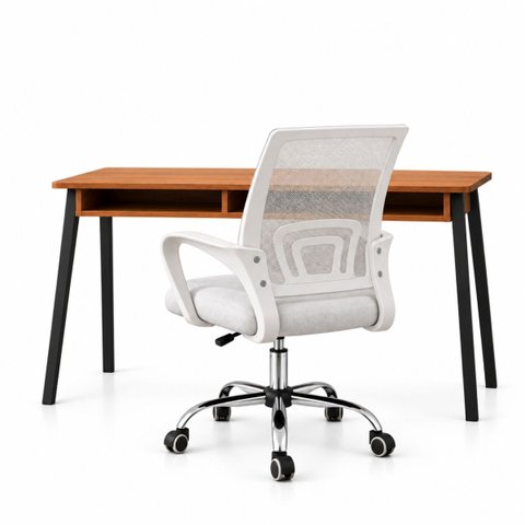 Conjunto de Escritório Mesa Niara e Cadeira Begônia Mesh Branca