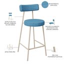 Ver imagem 4 de Kit 06 Banquetas Baixa Cozinha Sala Jantar Bancada Milão Arena L02 Linho Azul - lyam decor