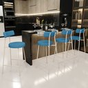 Ver imagem 2 de Kit 06 Banquetas Baixa Cozinha Sala Jantar Bancada Milão Arena L02 Linho Azul - lyam decor