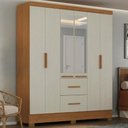Ver imagem 2 de Guarda Roupa Casal 6 Portas com Espelho Primor 181 cm Cinamomo Areia Zanz