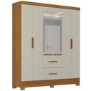 Ver imagem 1 de Guarda Roupa Casal 6 Portas com Espelho Primor 181 cm Cinamomo Areia Zanz