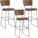 Ver imagem 1 de Kit 03 Banqueta Alta Cozinha Sala de Jantar Fixa Allana L02 Couríssimo Marrom - Lyam Decor