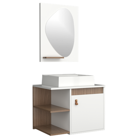 Conjunto Gabinete de Banheiro Suspenso Nuance 60 Cm