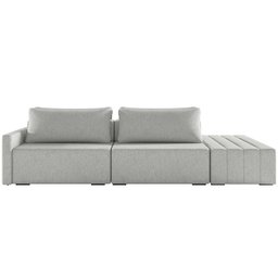Sofá Ilha Modular para Sala 232cm com Puff Dublin K01 Linho Cinza - Lyam Decor - 5