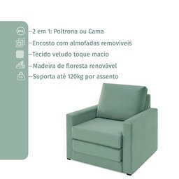 Poltrona Simi 2 em 1 Poltrona Cama Verde Estofama - 4