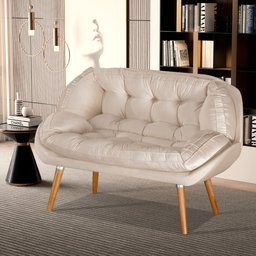 Namoradeira Sênior Decorativa P Recepção Consultório Suede:bege Suede - 1