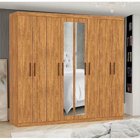 Guarda Roupa Rubi 8 Portas com Espelho Cinamomo - Carioca