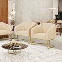 Ver imagem 6 de Cadeira Sala de Jantar Base Industrial Dourado Kit 2 Stella Suede D03 - D’Rossi