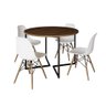 Mesa Jantar Industrial Redonda 110Cm Amêndoa Base V Ferro Preto C/4 Cadeiras Branca Base Mad - 6