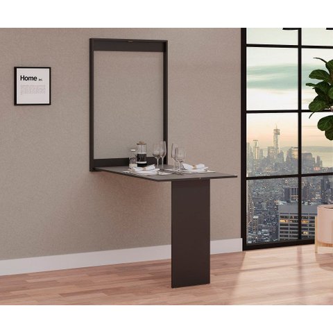 Mesa Dobrável de Parede – 2 Lugares (1 Metro) – Open Up Preto