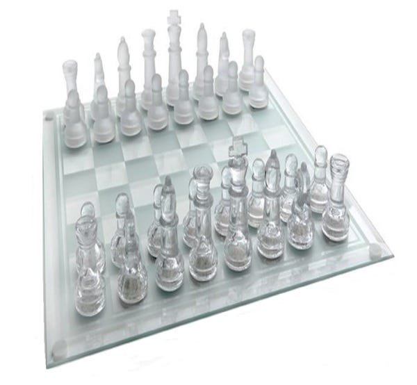 Jogo Tabuleiro de Xadrez em Vidro - Glass Chess 39cm - Toyshow