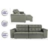Sofá Retrátil e Reclinável New Austrália 2,25M Tecido Suede Cinza - Cama Inbox - 2