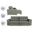 Ver imagem 2 de Sofá Retrátil e Reclinável New Austrália 2,25M Tecido Suede Cinza - Cama Inbox