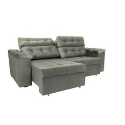 Sofá Retrátil e Reclinável New Austrália 2,25M Tecido Suede Cinza - Cama Inbox - 7
