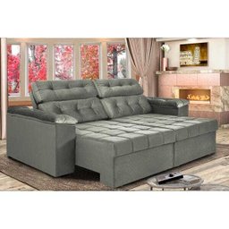 Sofá Retrátil e Reclinável New Austrália 2,25M Tecido Suede Cinza - Cama Inbox - 1