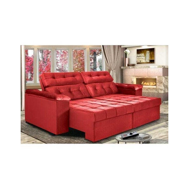 Sofá Retrátil e Reclinável New Austrália 2,25M Tecido Suede - Cama Inbox