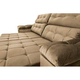 Sofá Retrátil e Reclinável New Austrália 2,25M Tecido Suede Castor - Cama Inbox - 4