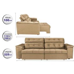 Sofá Retrátil e Reclinável New Austrália 2,25M Tecido Suede Castor - Cama Inbox - 2