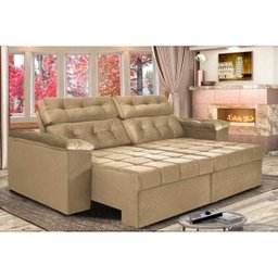 Sofá Retrátil e Reclinável New Austrália 2,25M Tecido Suede Castor - Cama Inbox - 1