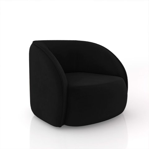 Poltrona Decorativa Sala de Estar Clarke Veludo Preto G45 - Gran Belo