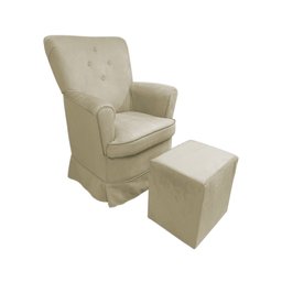 Poltrona de Amametação + Puff com Balanço Dayane Suede:bege - 1