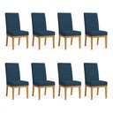 Ver imagem 1 de Kit 8 Cadeiras de Jantar Solana Suede Azul Marinho Base de Madeira - Pallazio