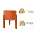 Ver imagem 5 de Puff Banqueta Redondo Pés em Madeira Maciça Terra Cota