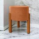 Ver imagem 4 de Puff Banqueta Redondo Pés em Madeira Maciça Terra Cota