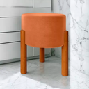 Ver imagem 2 de Puff Banqueta Redondo Pés em Madeira Maciça Terra Cota