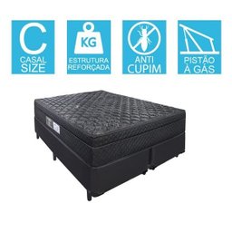Cama Box Baú Bipartido Casal + Colchão Portobel De Mola Arezzo Black Light - 4