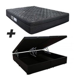 Cama Box Baú Bipartido Casal + Colchão Portobel De Mola Arezzo Black Light - 1