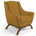 Ver imagem 4 de Kit 02 Poltronas Fixa Base Madeira Veludo Mostarda Escuro